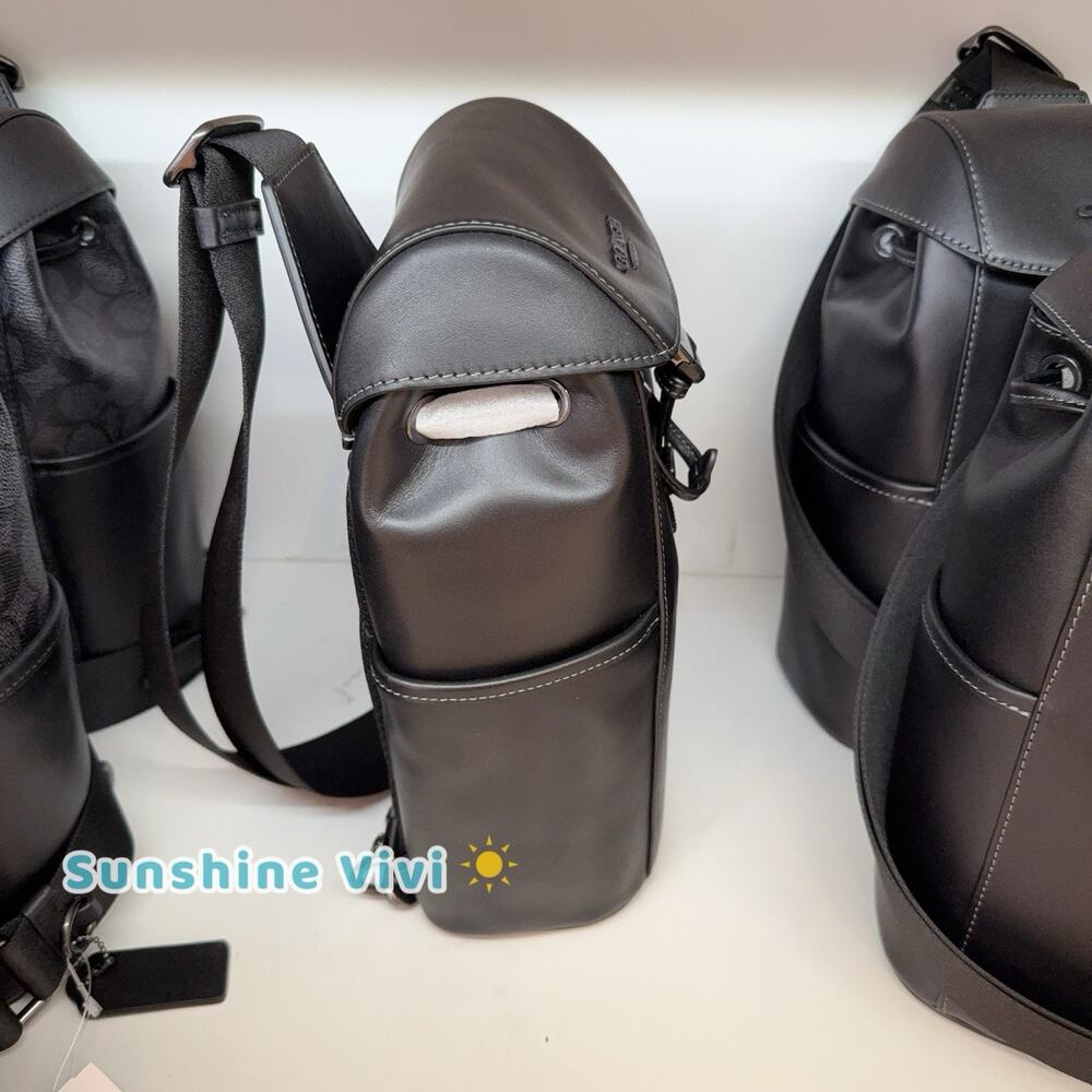NWT Coach Men's Body Bag Racer Pack Gunmetal/Black CU111 Leather - Picture 3 of 9